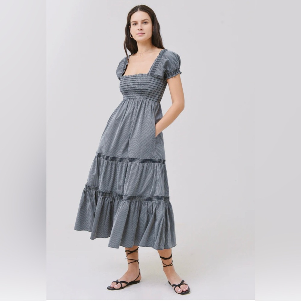Tory Burch Smocked Midi Dress like the one Kate Middleton Wore in Blue M